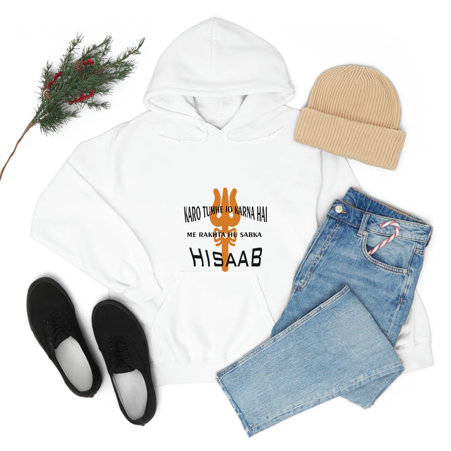 Mahakaal ka Hisaab white Hoodie sweatshirt.