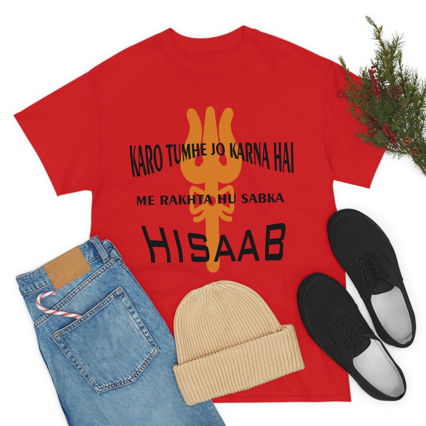 Mahakaal ka Hisaab Red Heavy Cotton T-shirt