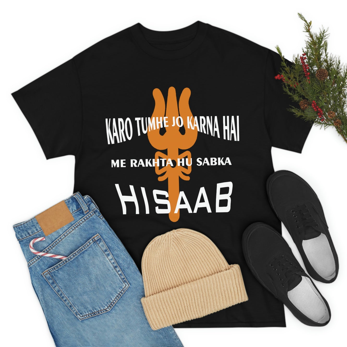 Mahakaal ka Hisaab Black Heavy Cotton T-shirt