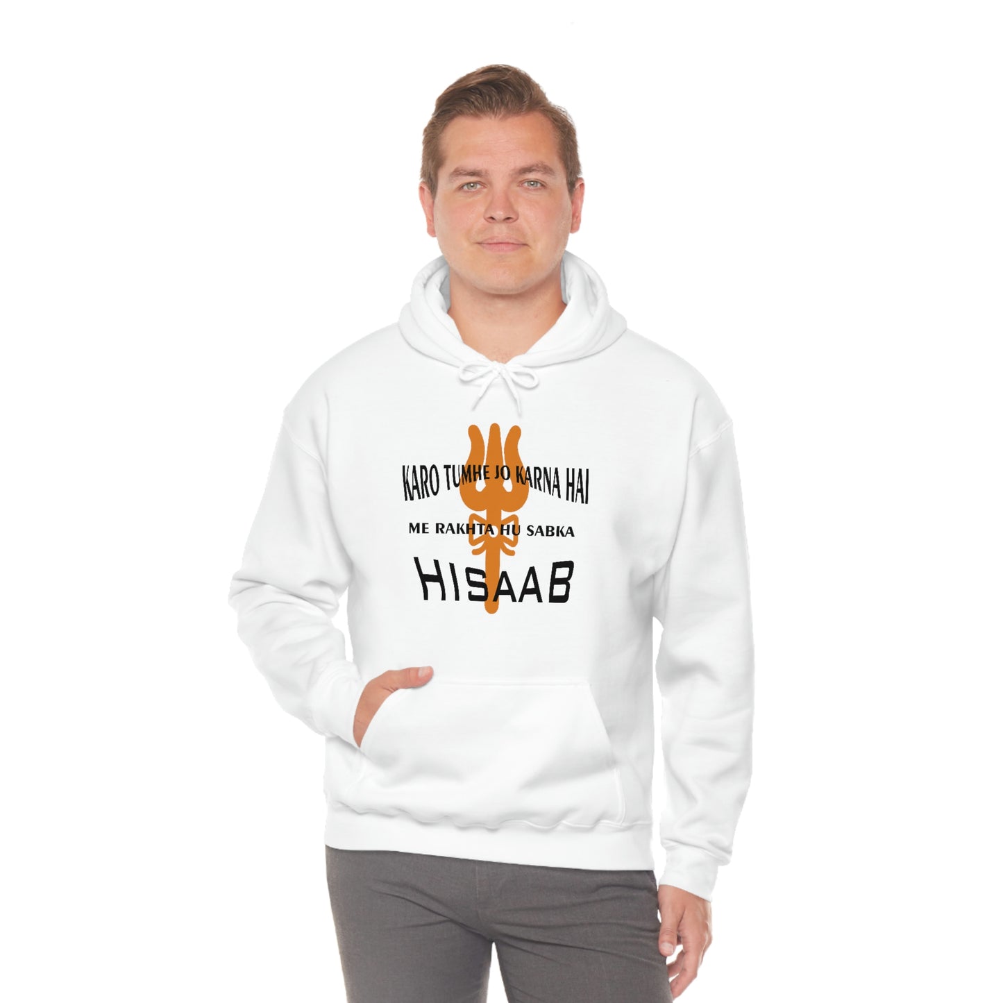 Mahakaal ka Hisaab white Hoodie sweatshirt.