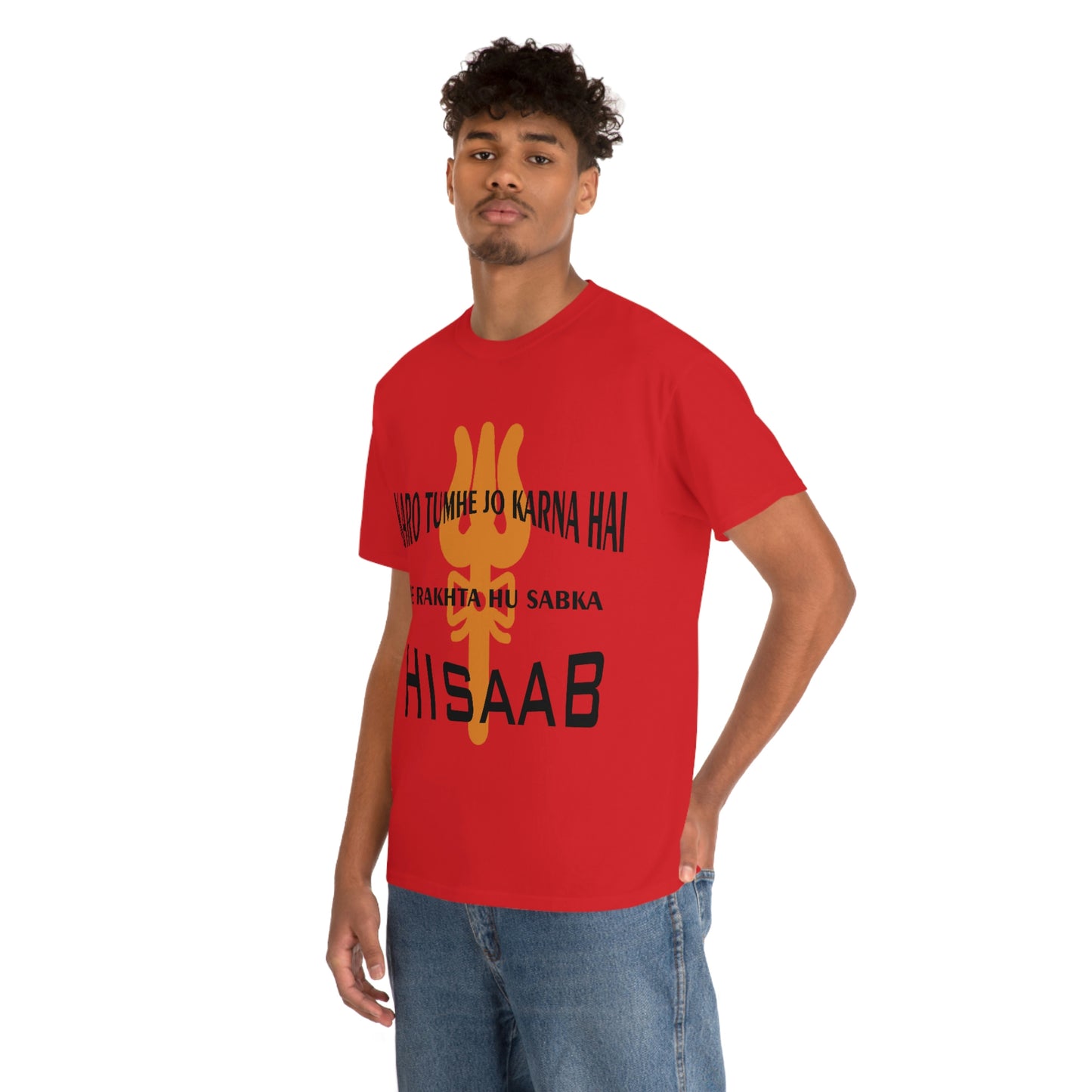 Mahakaal ka Hisaab Red Heavy Cotton T-shirt