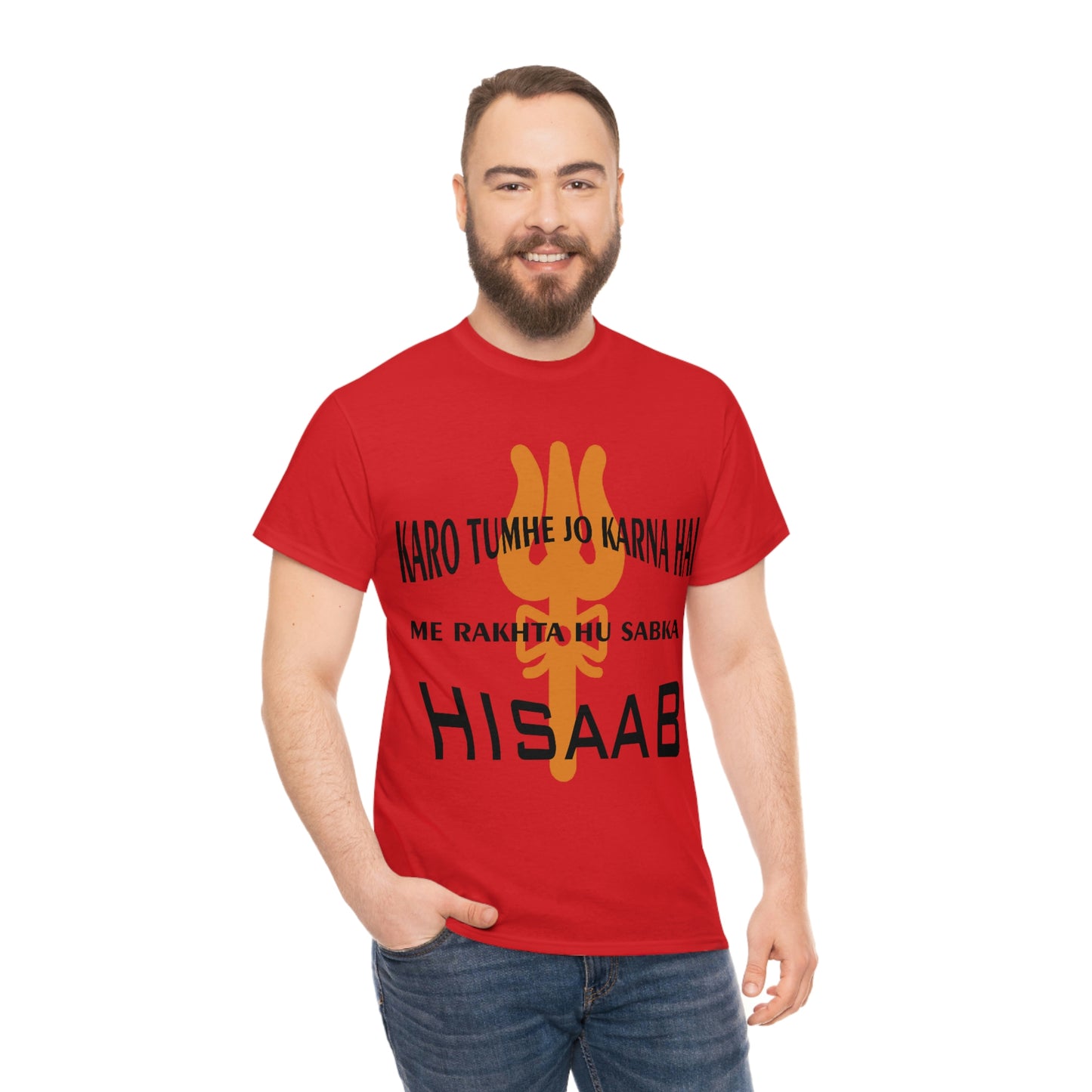 Mahakaal ka Hisaab Red Heavy Cotton T-shirt